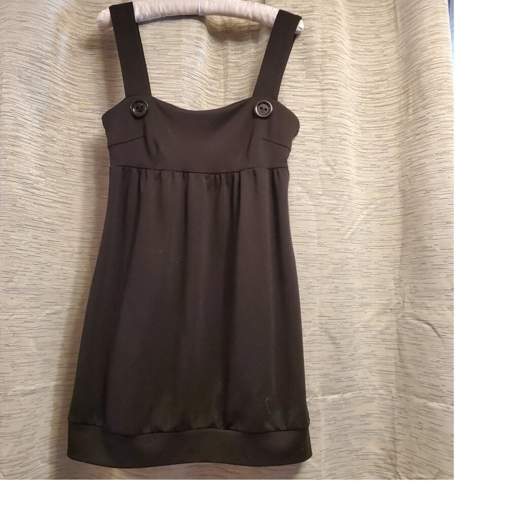 Monteau Sleeveless Black Sleeveless Dress With Decorative Buttons